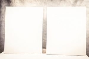 two empty white canvases