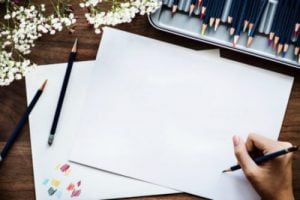 paper and several different kind of pencils