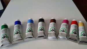 several tubes of Old Holland oil colors