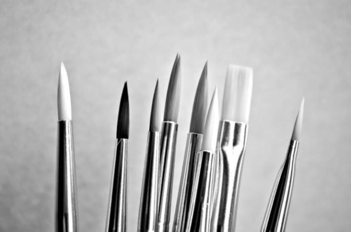 several different paintbrushes for oil painting